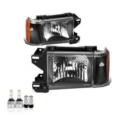 Ford F350 1987-1991 Black LED Headlight Bulbs Set Complete Kit