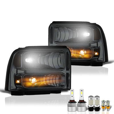Ford F350 Super Duty 2005-2007 Smoked LED Headlight Bulbs Set Complete Kit