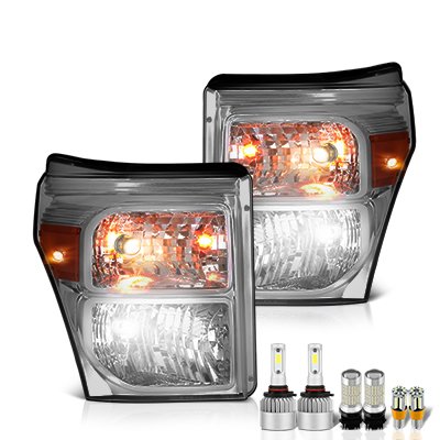 Ford F250 Super Duty 2011-2016 Smoked LED Headlight Bulbs Set Complete Kit