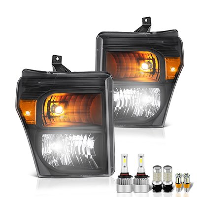Ford F350 Super Duty 2011-2016 Black LED Headlight Bulbs Set Complete Kit