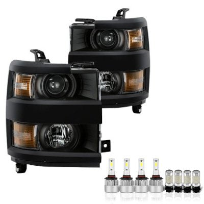 Chevy Silverado 3500HD 2015-2019 Black LED Headlight Bulbs Set Complete Kit