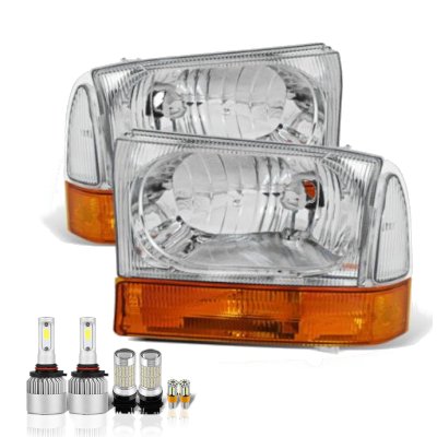 Ford F450 1999-2004 Clear LED Headlight Bulbs Set Complete Kit