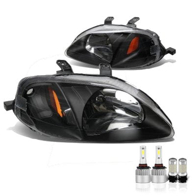 Honda Civic 1999-2000 Black LED Headlight Bulbs Set Complete Kit