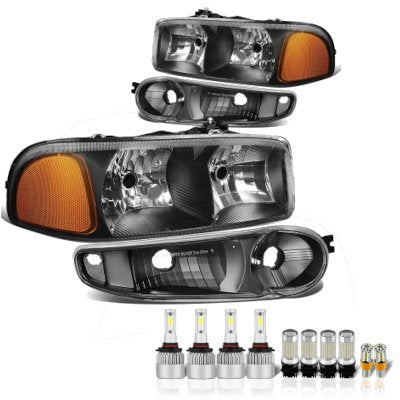 GMC Yukon XL Denali 2001-2006 Black LED Headlight Bulbs Complete Kit