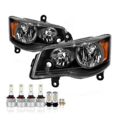 Dodge Grand Caravan 2011-2020 Black LED Headlight Bulbs Set Complete Kit