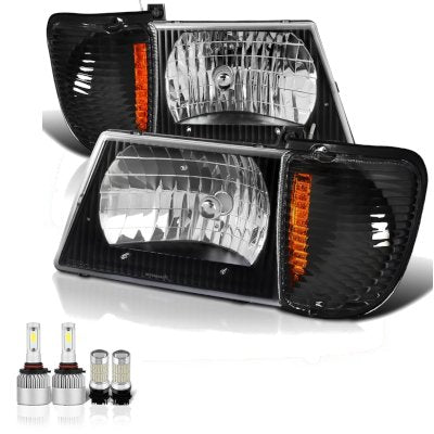Ford E150 1992-2007 Black LED Headlight Bulbs Set Complete Kit