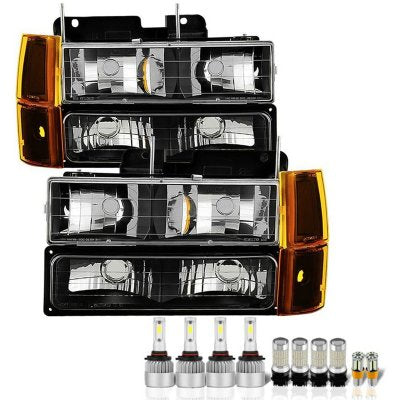 GMC Yukon 1994-1999 Black Headlights LED Bulbs Complete Kit