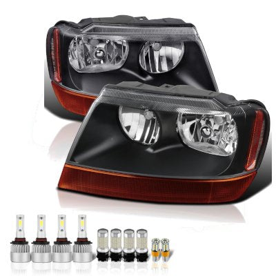 Jeep Grand Cherokee 1999-2004 Black Laredo LED Headlight Bulbs Complete Kit