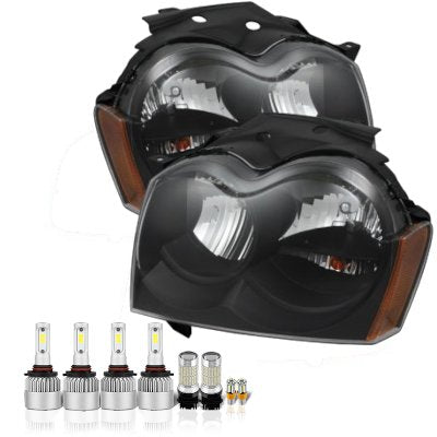 Jeep Grand Cherokee 2005-2007 Black LED Headlight Bulbs Complete Kit