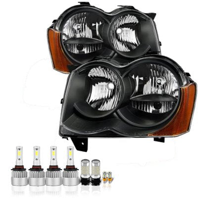 Jeep Grand Cherokee 2008-2010 Black LED Headlight Bulbs Complete Kit