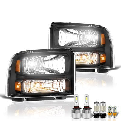 Ford F250 Super Duty 1999-2004 Black Conversion Headlight LED Bulbs Complete Kit