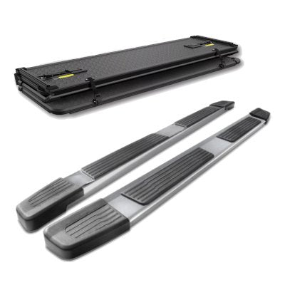 GMC Sierra 3500HD 2020-2025 6 Inches Stainless Running Boards Tonneau Cover Soft 4-Fold