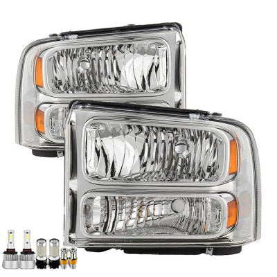 Ford F350 Super Duty 1999-2004 Chrome Conversion Headlight LED Bulbs Complete Kit