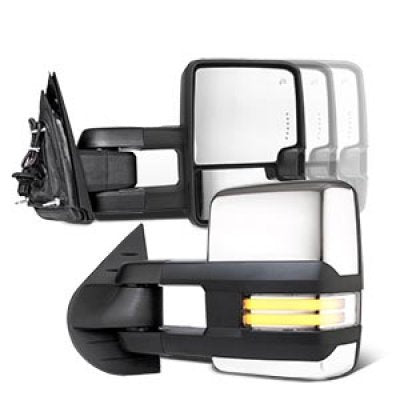 Ford F250 1999-2007 Chrome Towing Mirrors Tube LED DRL Power Heated