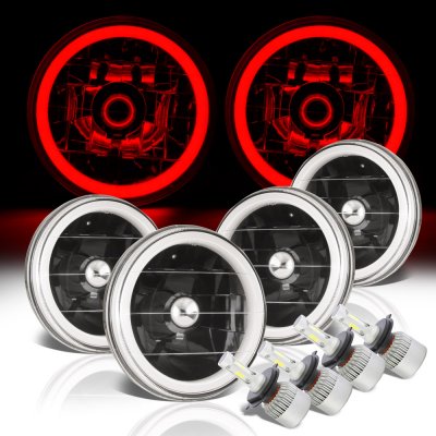 Mercury Comet 1960-1969 Red Halo Tube Black LED Headlights Conversion Kit