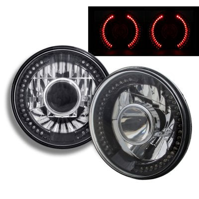 Chrysler Cordoba 1975-1977 Red LED Black Chrome Sealed Beam Projector Headlight Conversion