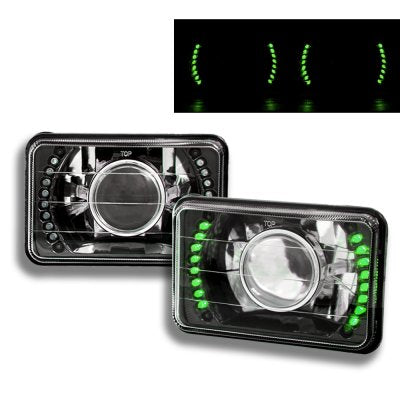 Honda CRX 1984-1985 Green LED Black Chrome Sealed Beam Projector Headlight Conversion