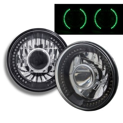 Honda Civic 1974-1981 Green LED Black Chrome Sealed Beam Projector Headlight Conversion