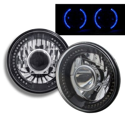 Chrysler Cordoba 1975-1977 Blue LED Black Chrome Sealed Beam Projector Headlight Conversion