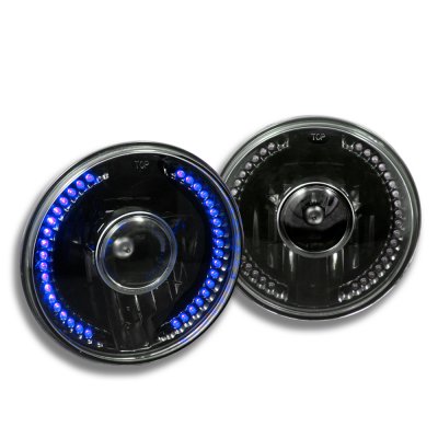 Chrysler Cordoba 1975-1977 Blue LED Black Sealed Beam Projector Headlight Conversion