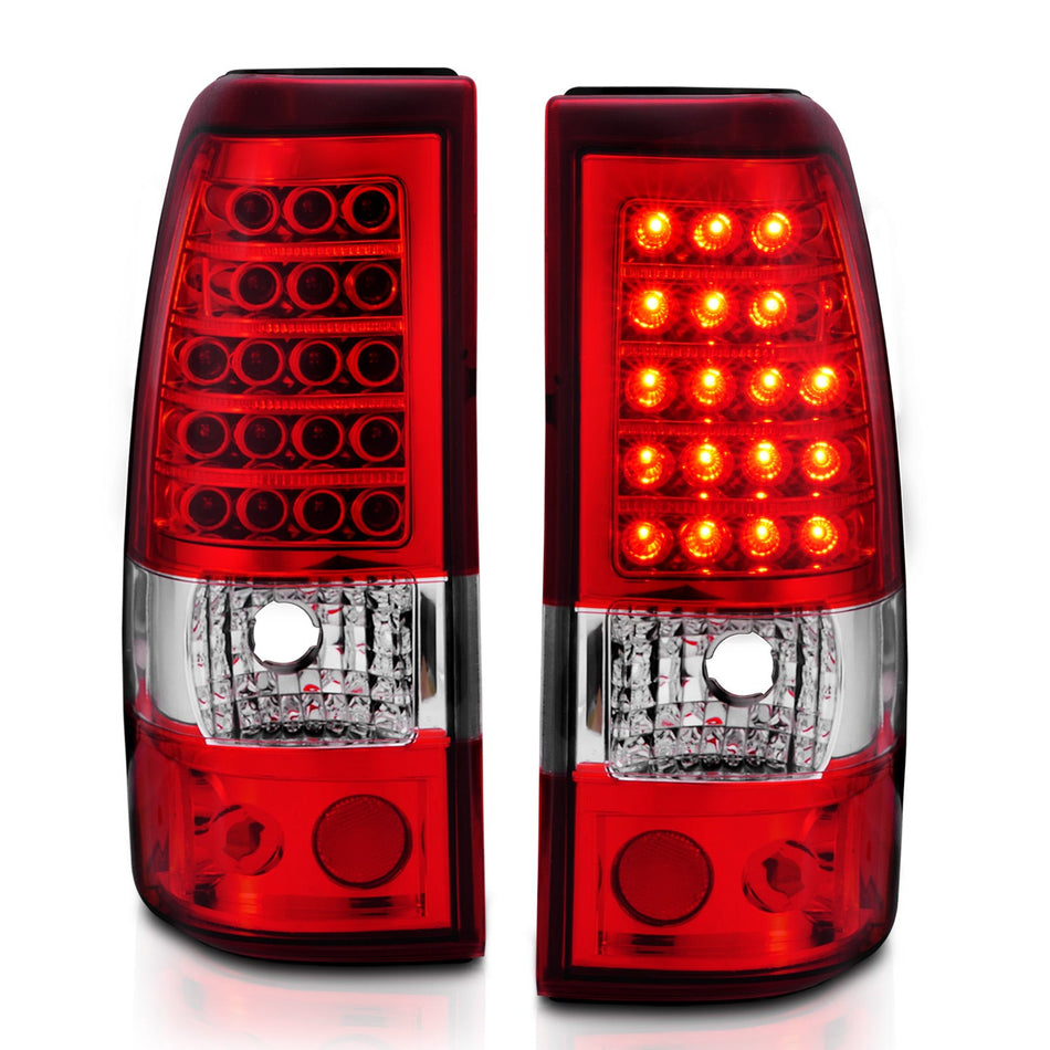 CHEVY SILVERADO 03-06 1500/2500/3500 / 07 SILVERADO CLASSIC LED TAIL LIGHTS CHROME RED/CLEAR LENS (SINGLE REAR WHEEL)