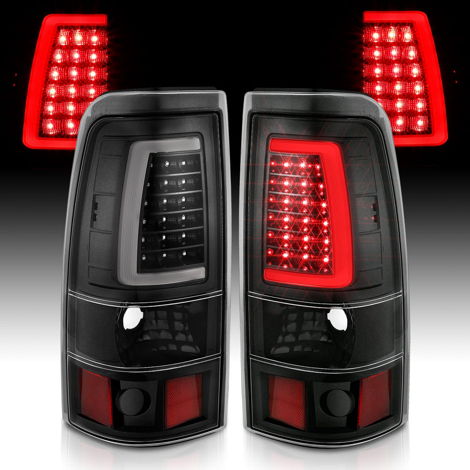 CHEVY SILVERADO 03-06 1500/2500/3500 / 07 SILVERADO CLASSIC LED C BAR STYLE TAIL LIGHTS BLACK (SINGLE REAR WHEEL)